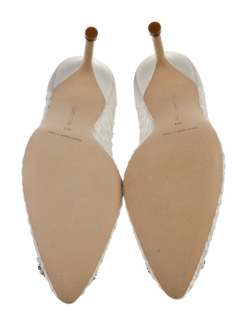 Manolo Blahnik Satin Crystal Embellishments Pumps