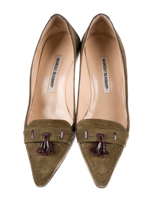 Manolo Blahnik Suede Tassel Accents Pumps