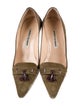 Manolo Blahnik Suede Tassel Accents Pumps