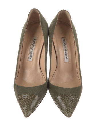 Manolo Blahnik Suede Printed Pumps