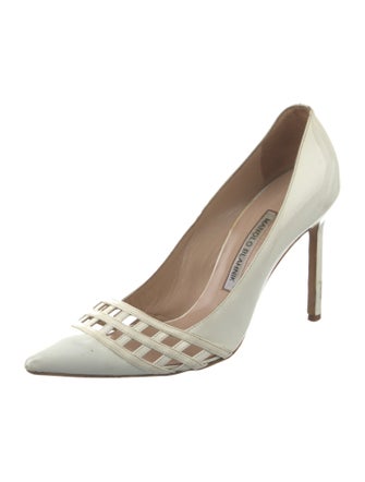 Manolo Blahnik Patent Leather Cutout Accent Pumps