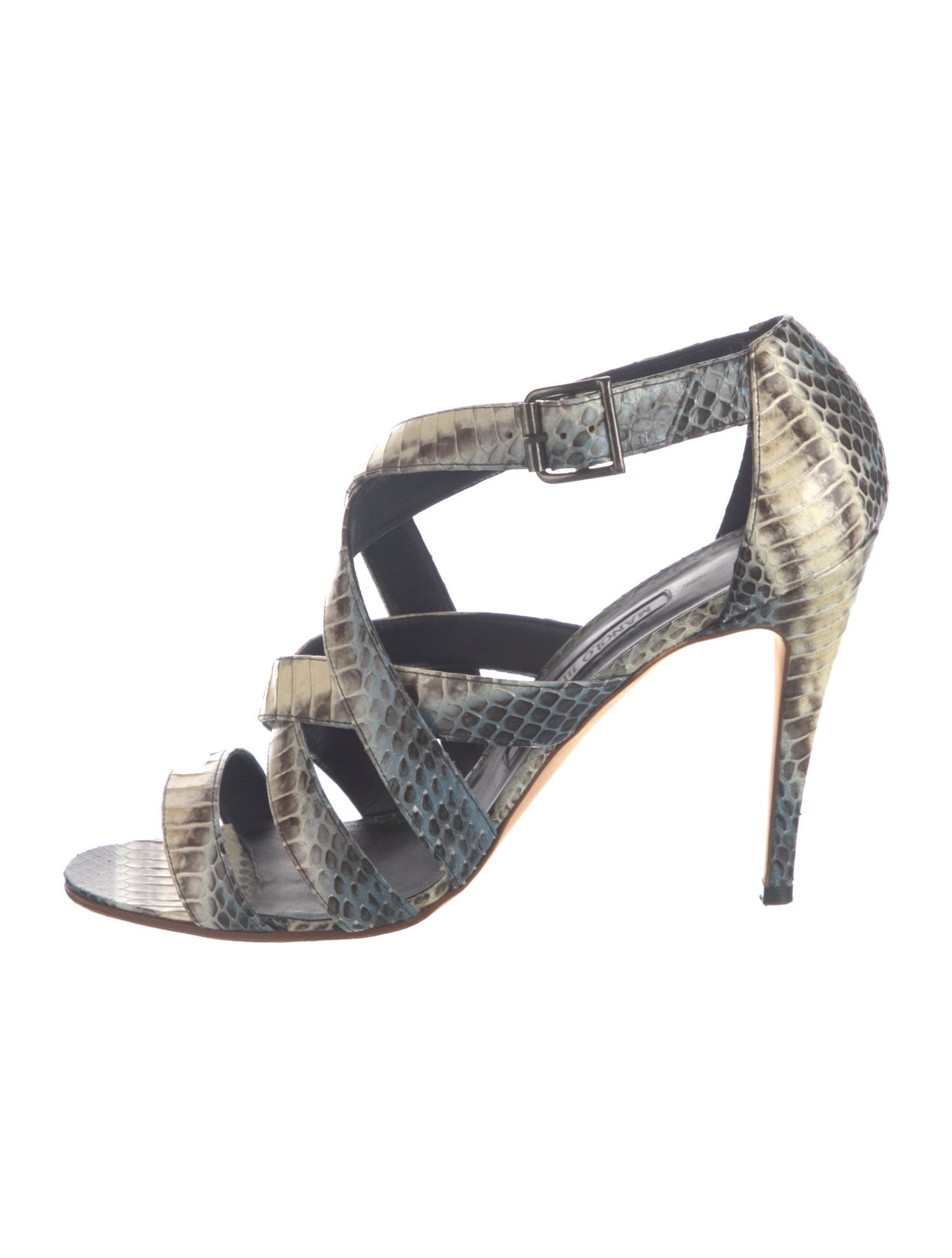 Manolo Blahnik Snakeskin Animal Print Sandals