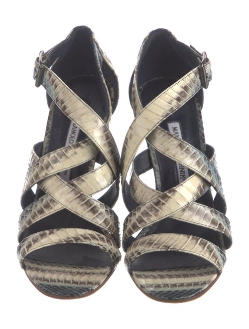 Manolo Blahnik Snakeskin Animal Print Sandals