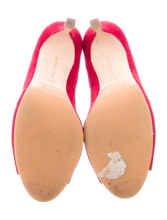 Manolo Blahnik Suede Cutout Accent T-Strap Pumps
