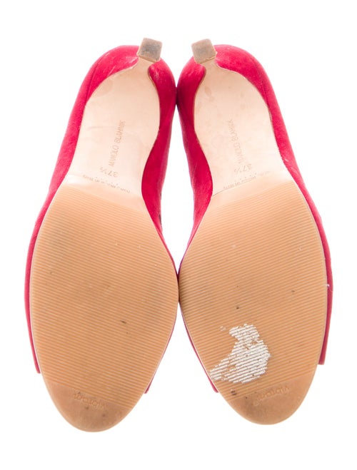 Manolo Blahnik Suede Cutout Accent T-Strap Pumps