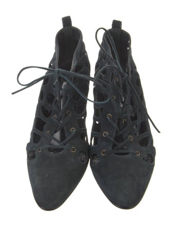 Manolo Blahnik Suede Lasercut Accents Pumps