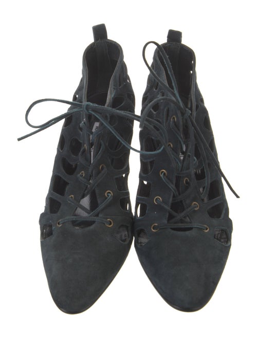 Manolo Blahnik Suede Lasercut Accents Pumps