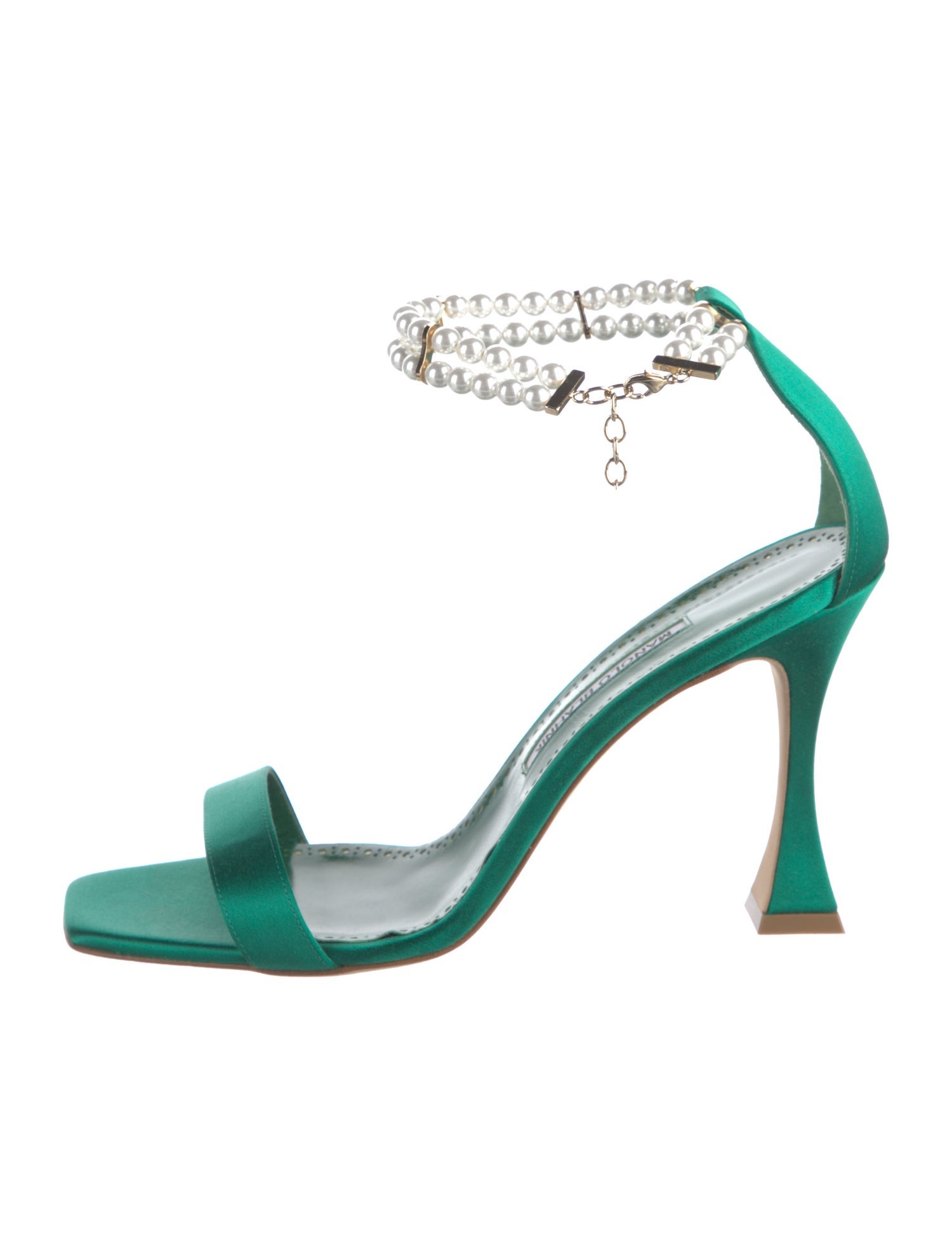 Manolo Blahnik Satin Beaded Accents Sandals