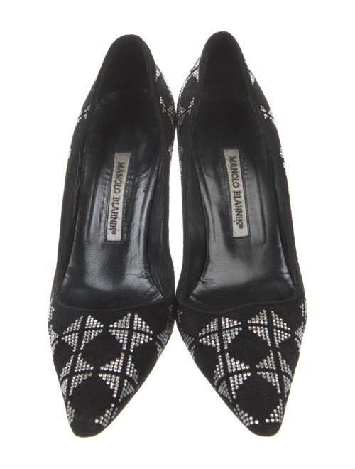 Manolo Blahnik Suede Crystal Embellishments Pumps
