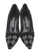 Manolo Blahnik Suede Crystal Embellishments Pumps