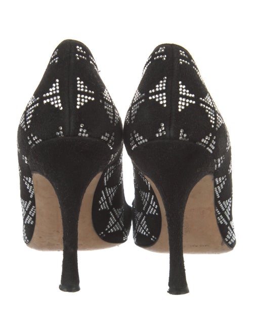 Manolo Blahnik Suede Crystal Embellishments Pumps
