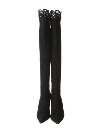 Manolo Blahnik Suede Eyelet Trim Boots