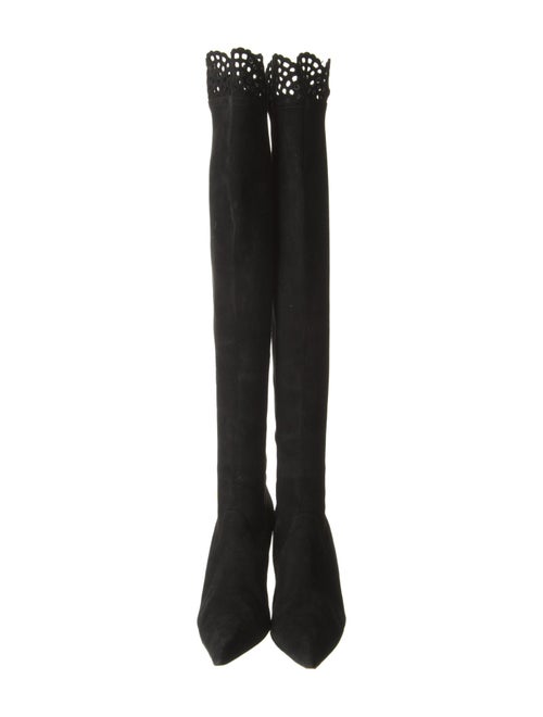 Manolo Blahnik Suede Eyelet Trim Boots