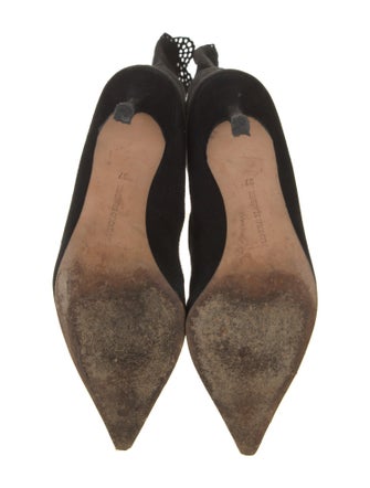 Manolo Blahnik Suede Eyelet Trim Boots