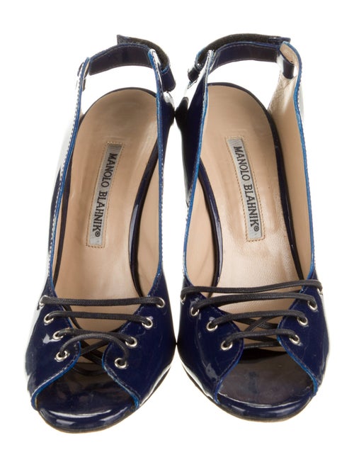 Manolo Blahnik Patent Leather Slingback Sandals