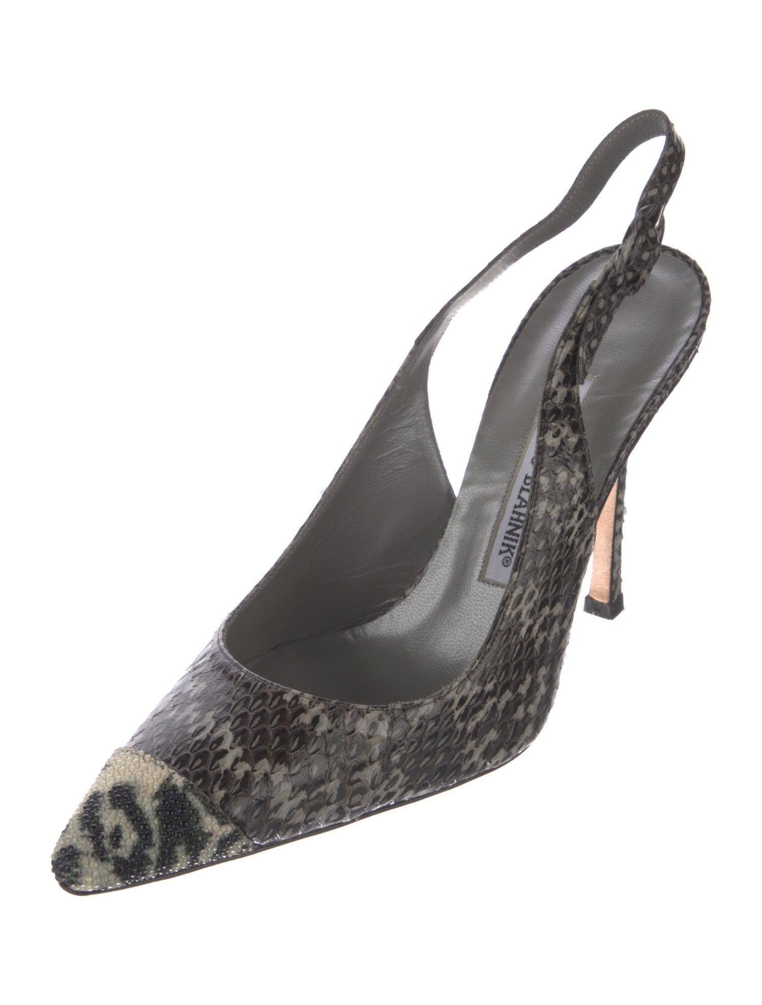 Manolo Blahnik Snakeskin Animal Print Slingback Pumps