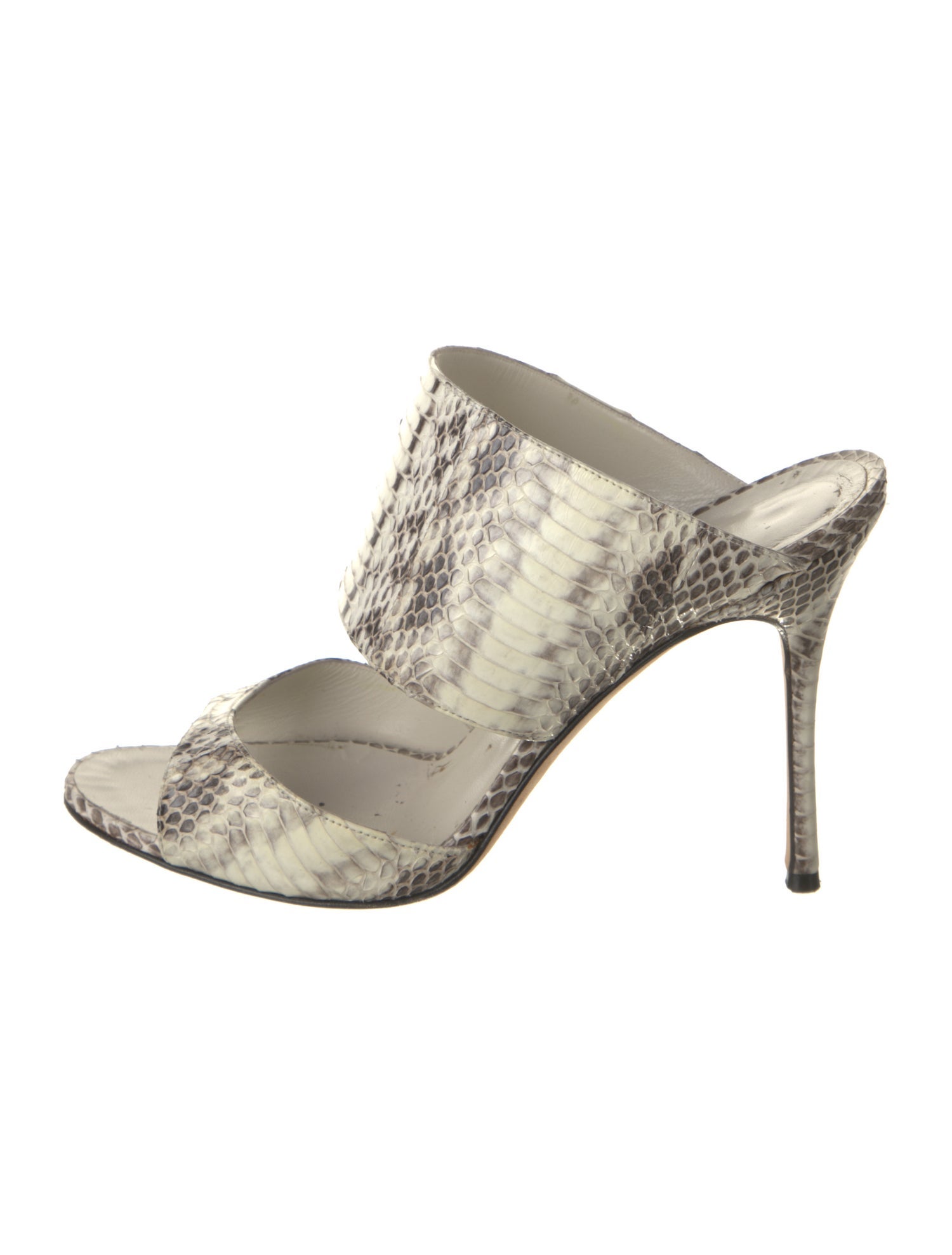 Manolo Blahnik Python Animal Print Slides