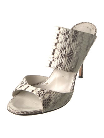 Manolo Blahnik Python Animal Print Slides