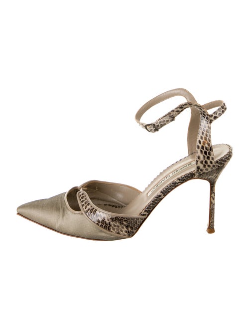 Manolo Blahnik Snakeskin Animal Print Slingback Pumps