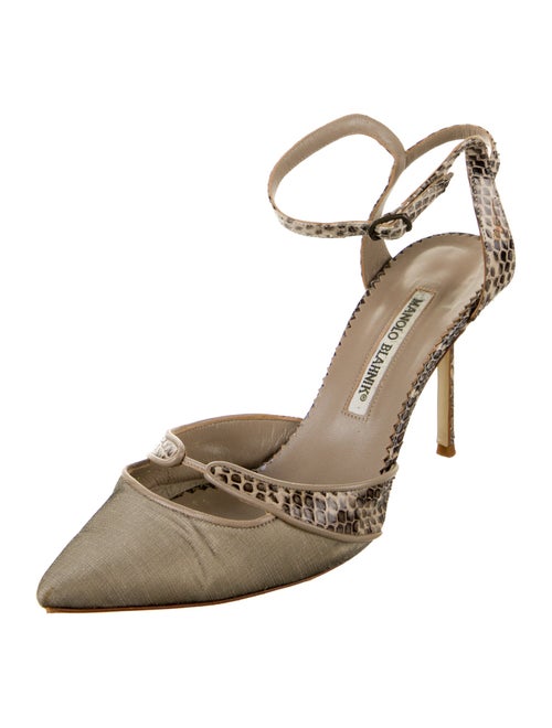 Manolo Blahnik Snakeskin Animal Print Slingback Pumps