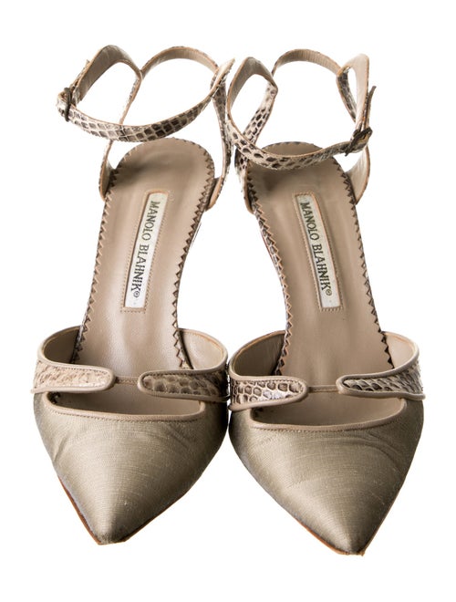 Manolo Blahnik Snakeskin Animal Print Slingback Pumps