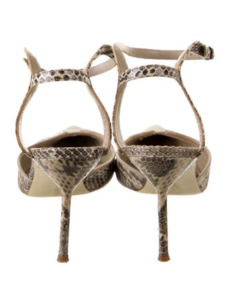 Manolo Blahnik Snakeskin Animal Print Slingback Pumps