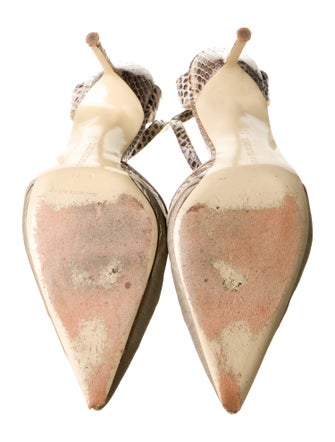 Manolo Blahnik Snakeskin Animal Print Slingback Pumps