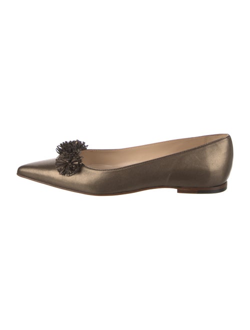 Manolo Blahnik Leather Fringe Trim Accent Flats