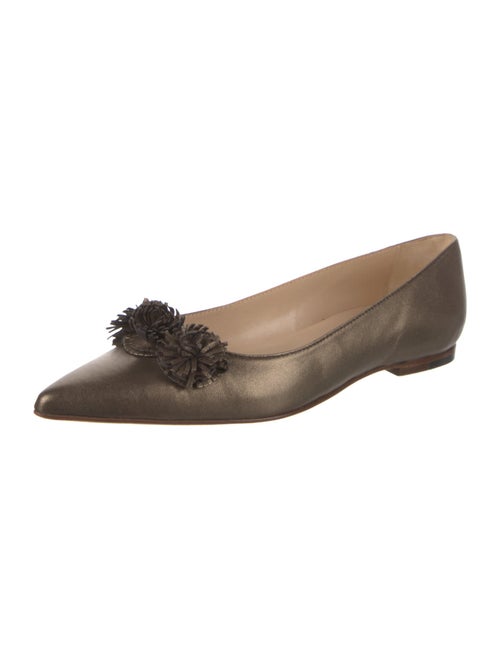 Manolo Blahnik Leather Fringe Trim Accent Flats
