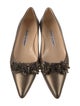 Manolo Blahnik Leather Fringe Trim Accent Flats