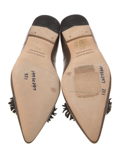 Manolo Blahnik Leather Fringe Trim Accent Flats