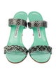 Manolo Blahnik Leather Animal Print Slides