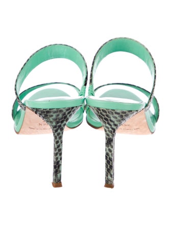 Manolo Blahnik Leather Animal Print Slides