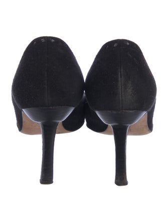 Manolo Blahnik Suede Lasercut Accents Pumps