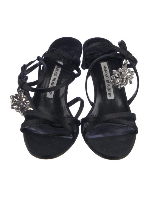 Manolo Blahnik Satin Crystal Embellishments Sandals