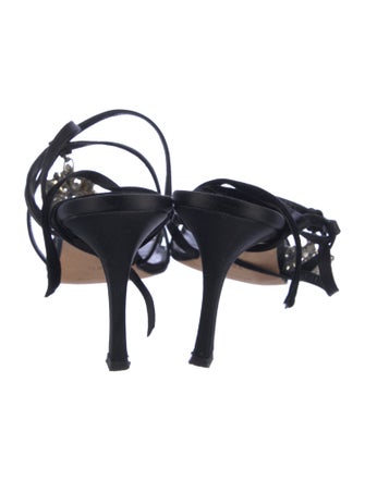 Manolo Blahnik Satin Crystal Embellishments Sandals