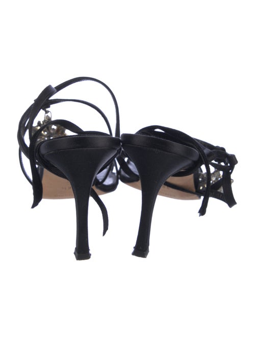 Manolo Blahnik Satin Crystal Embellishments Sandals