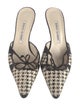 Manolo Blahnik Leather Houndstooth Print Slides