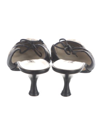 Manolo Blahnik Leather Houndstooth Print Slides