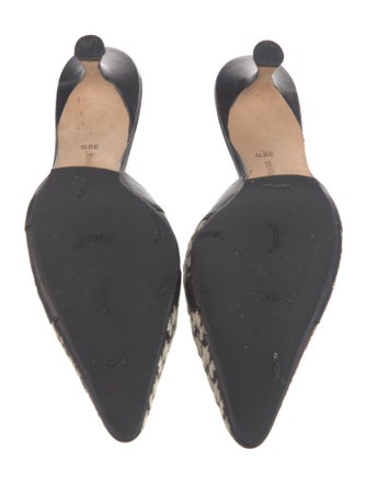 Manolo Blahnik Leather Houndstooth Print Slides