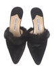 Manolo Blahnik Ponyhair Fur Trim Slides
