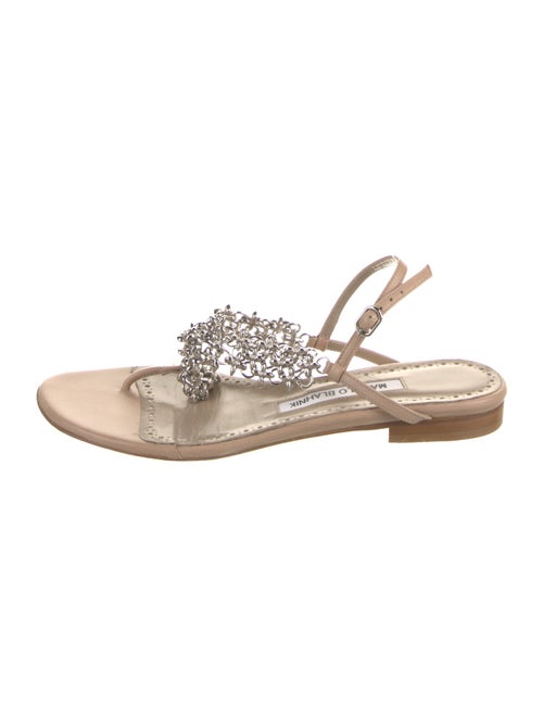 Manolo Blahnik Leather Chain-Link Accents Slingback Sandals