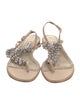 Manolo Blahnik Leather Chain-Link Accents Slingback Sandals