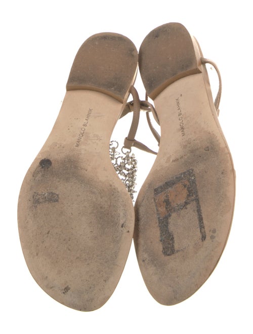 Manolo Blahnik Leather Chain-Link Accents Slingback Sandals