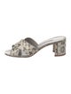 Manolo Blahnik Leather Animal Print Slides