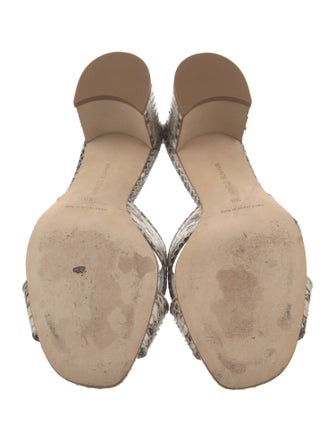 Manolo Blahnik Leather Animal Print Slides