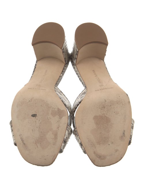 Manolo Blahnik Leather Animal Print Slides