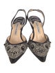 Manolo Blahnik Satin Crystal Embellishments Slingback Pumps