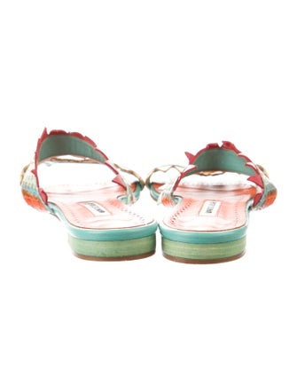 Manolo Blahnik Leather Animal Print Slides