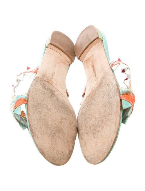 Manolo Blahnik Leather Animal Print Slides